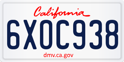 CA license plate 6XOC938