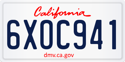 CA license plate 6XOC941