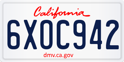 CA license plate 6XOC942