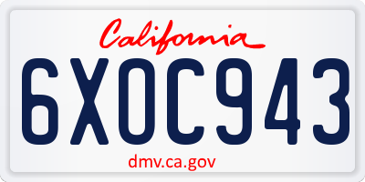 CA license plate 6XOC943