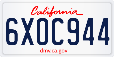 CA license plate 6XOC944
