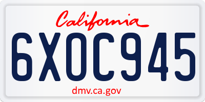 CA license plate 6XOC945