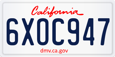 CA license plate 6XOC947