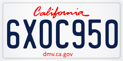 CA license plate 6XOC950