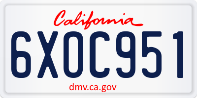CA license plate 6XOC951