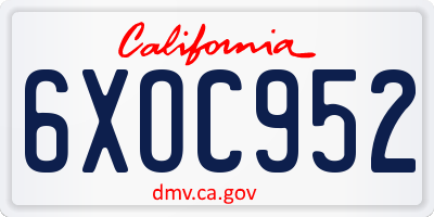 CA license plate 6XOC952