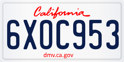 CA license plate 6XOC953