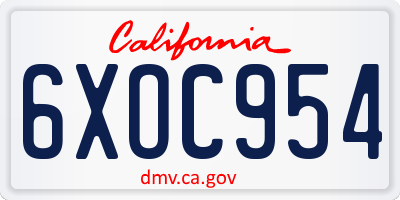 CA license plate 6XOC954