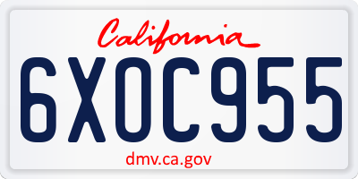 CA license plate 6XOC955