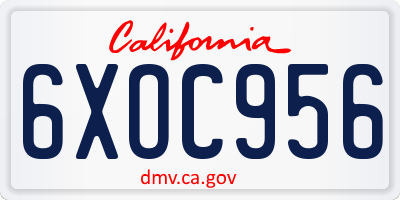 CA license plate 6XOC956