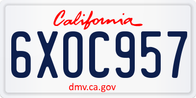 CA license plate 6XOC957