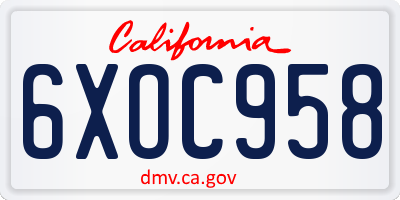 CA license plate 6XOC958