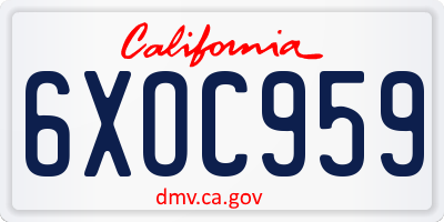 CA license plate 6XOC959