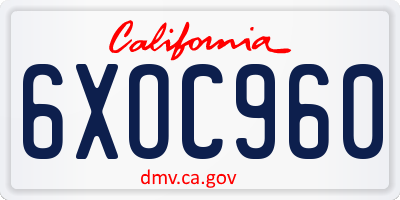 CA license plate 6XOC960