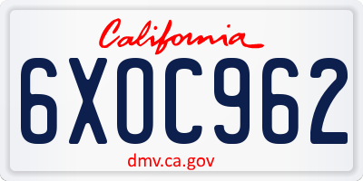 CA license plate 6XOC962