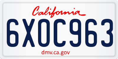 CA license plate 6XOC963