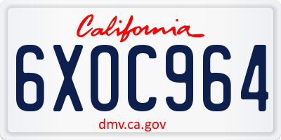 CA license plate 6XOC964