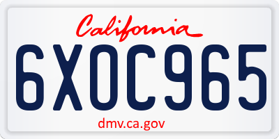 CA license plate 6XOC965