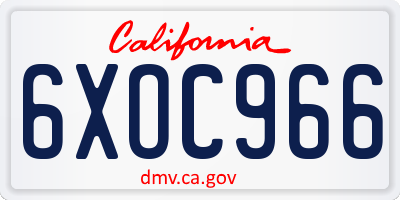 CA license plate 6XOC966