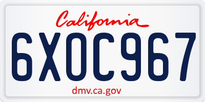 CA license plate 6XOC967