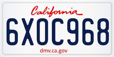 CA license plate 6XOC968
