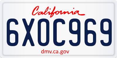 CA license plate 6XOC969