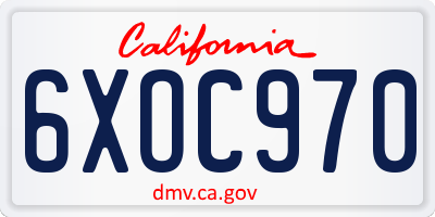 CA license plate 6XOC970