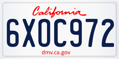 CA license plate 6XOC972