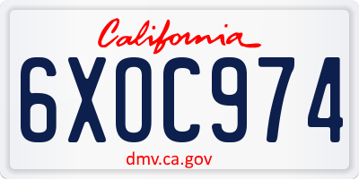 CA license plate 6XOC974