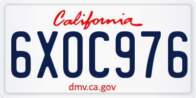 CA license plate 6XOC976