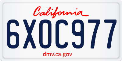 CA license plate 6XOC977