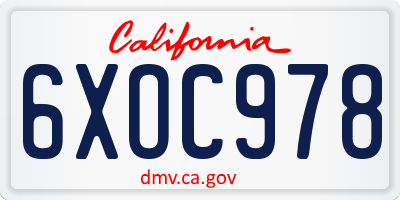 CA license plate 6XOC978