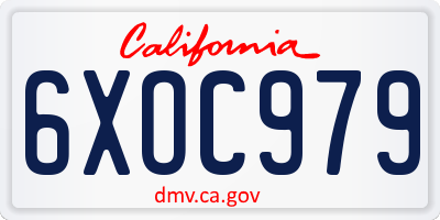 CA license plate 6XOC979