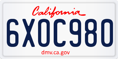 CA license plate 6XOC980