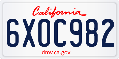 CA license plate 6XOC982
