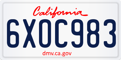 CA license plate 6XOC983