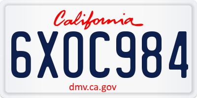 CA license plate 6XOC984