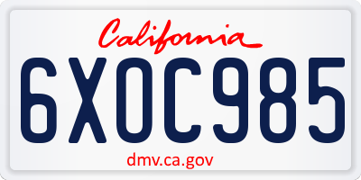 CA license plate 6XOC985