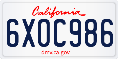 CA license plate 6XOC986