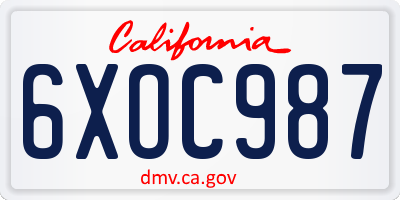 CA license plate 6XOC987