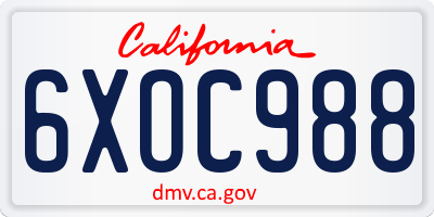CA license plate 6XOC988
