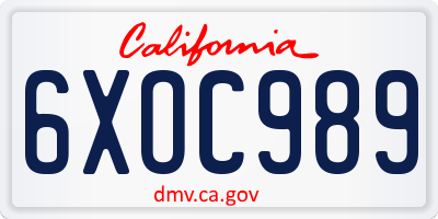 CA license plate 6XOC989
