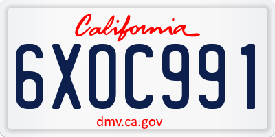 CA license plate 6XOC991
