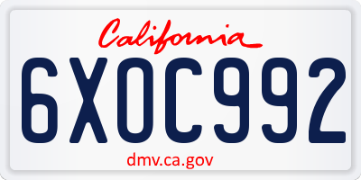 CA license plate 6XOC992