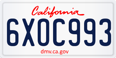 CA license plate 6XOC993