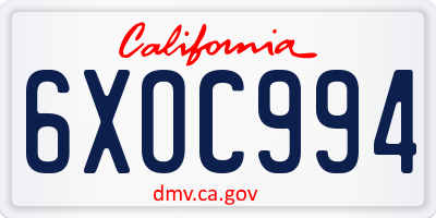CA license plate 6XOC994