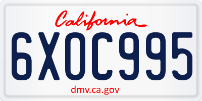 CA license plate 6XOC995