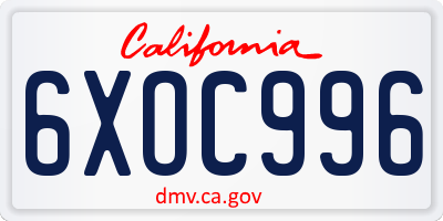 CA license plate 6XOC996