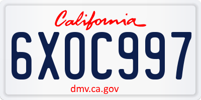 CA license plate 6XOC997