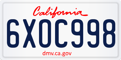 CA license plate 6XOC998